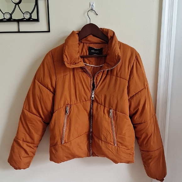 Deluc Women's Rust Orange Puffer Jacket Size Small - Picture 2 of 9